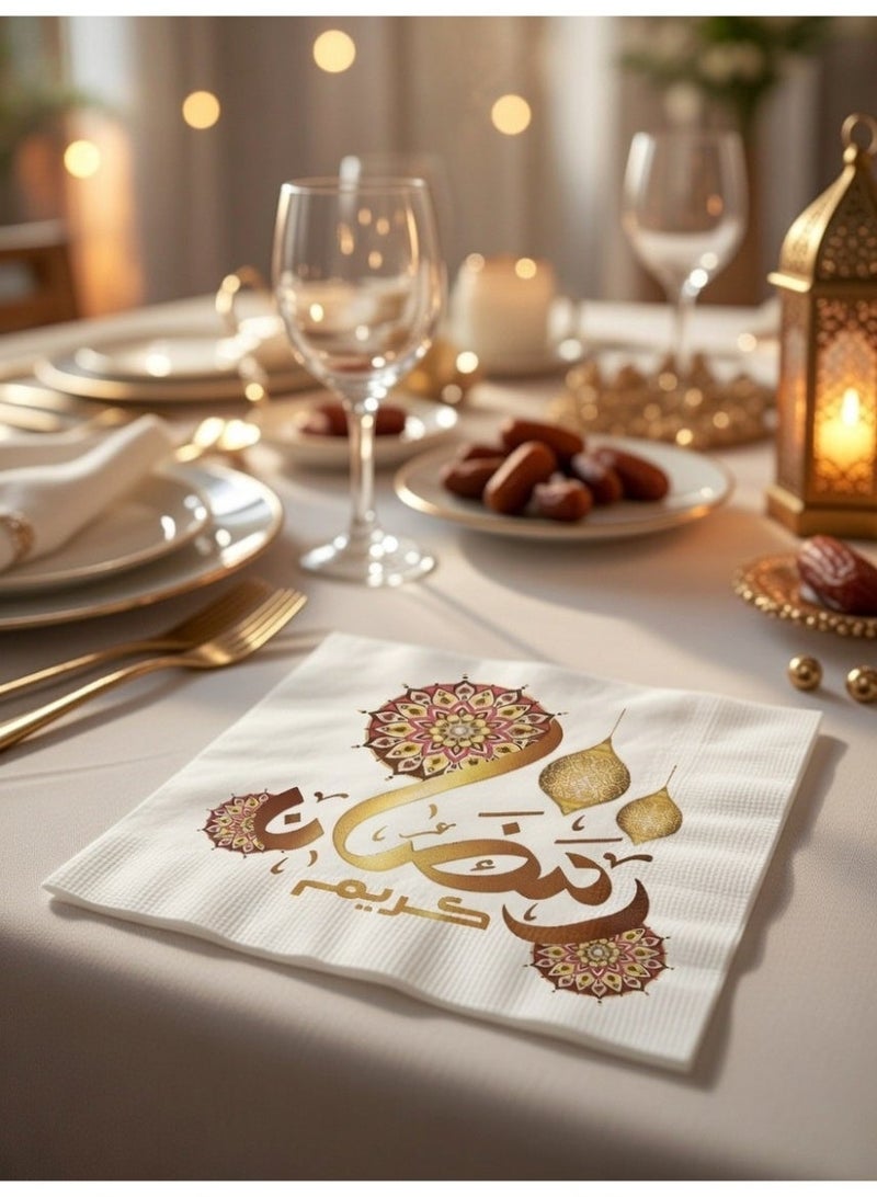 زينة رمضان مناديل سفرة رمضان ورقية  20 قطعة – مقاس 33 × 33 سم - Image 3